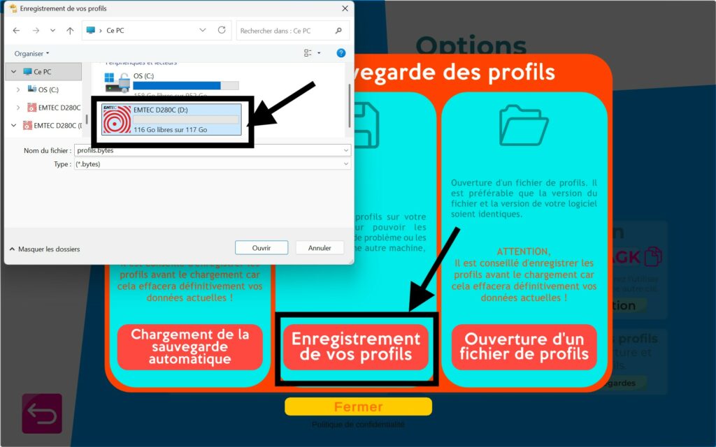 Enregistrer les profils utilisateurs