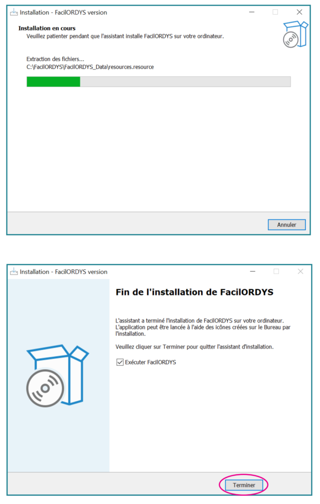 installation logiciel facil'ordys