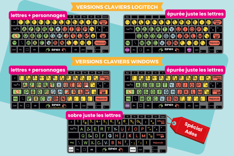 les différentes versions de stickers Facil'Ordys